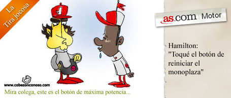 La tira jocosa... Hamilton y su botón de arranque. Humor Gráfico