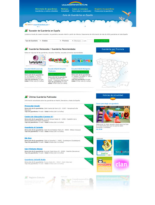 Diseño web directorio de guarderias