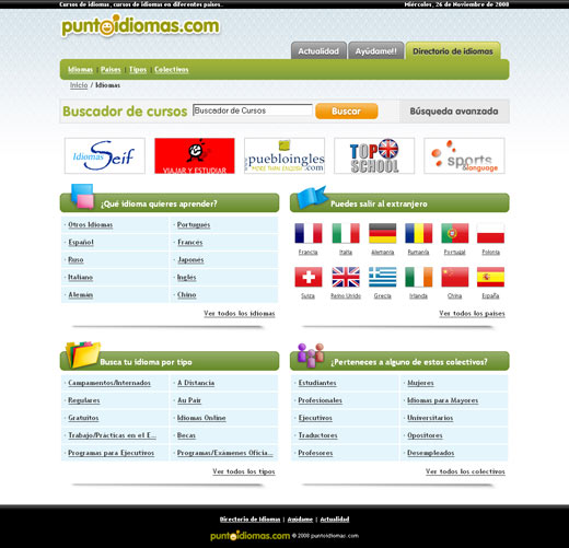 Diseño web de puntoidiomas.com