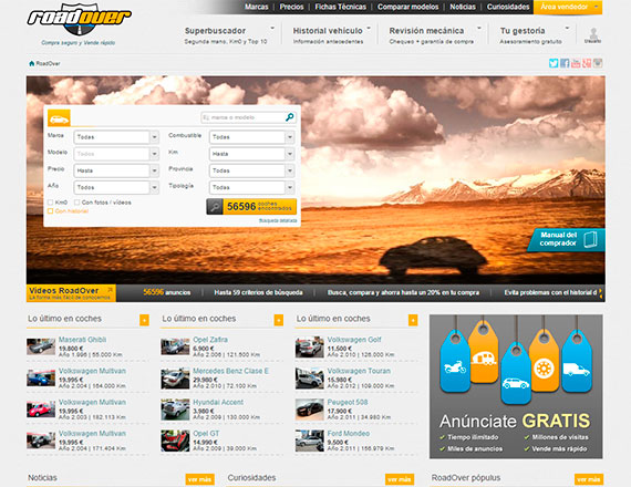Muestra del página web de roadover.com